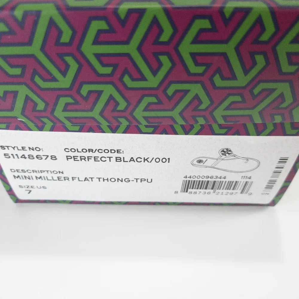 Tory Burch Mini Miller Jelly Flat Thong Sandals Black -7 - Picture 8 of 8